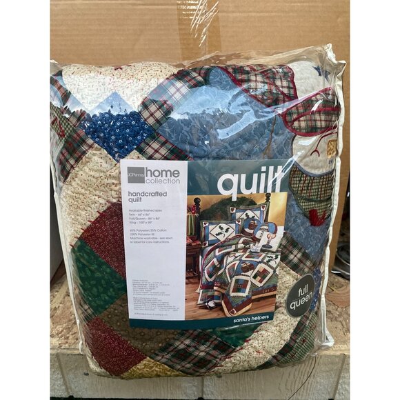 Vintage 2000s JC Penney Santa’s Helpers Quilt Full/Queen Christmas NEW